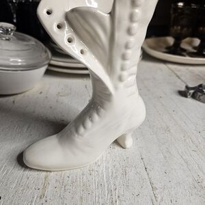 Chic White Ceramic Boot Vase